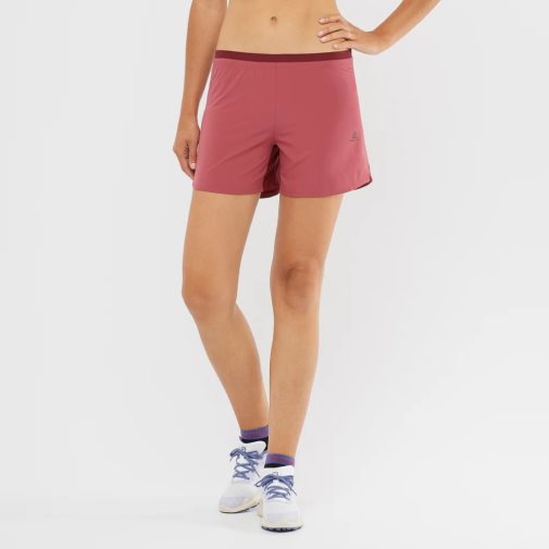 Red Salomon Cross 5'' Women's Running Shorts | PH 92364B